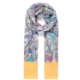 Yellow Dip-Dye Effect Abstract Pattern Scarf