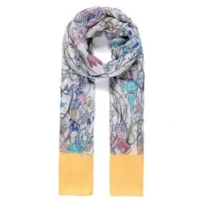 Yellow Dip-Dye Effect Abstract Pattern Scarf