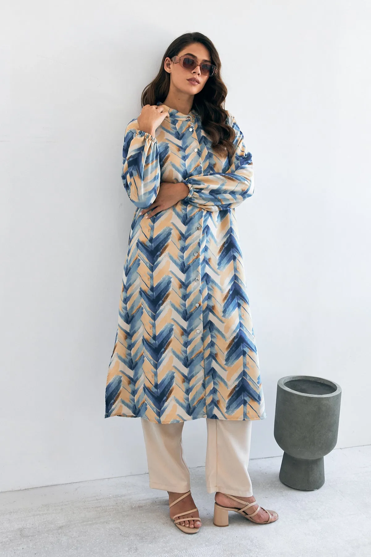 ZRF Women Violet Long Tunic Pants Set - Indigo - Pozzuoli